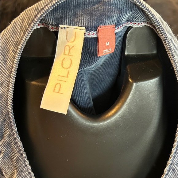 Pilcro Marta Washed Blue Button-Front Tiered Cord Midi Dress with Self-Tie Waist - Picture 4 of 5